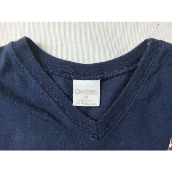 Cherokee Vintage Blue V-Neck Fabric Gel Painted Horse Design Tee Women's Medium - Picture 4 of 12